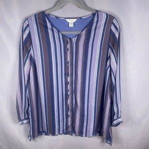 CJ Banks Blue and Purple Striped Blouse